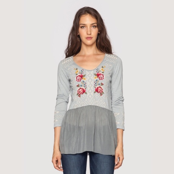 Johnny Was Tops - Johnny Was JWLA Joy Mix Media Peplum Top